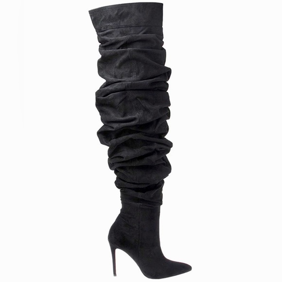 PRISCILLA SCRUNCHY SUEDE BOOTE BLACK - Picture 2 of 3